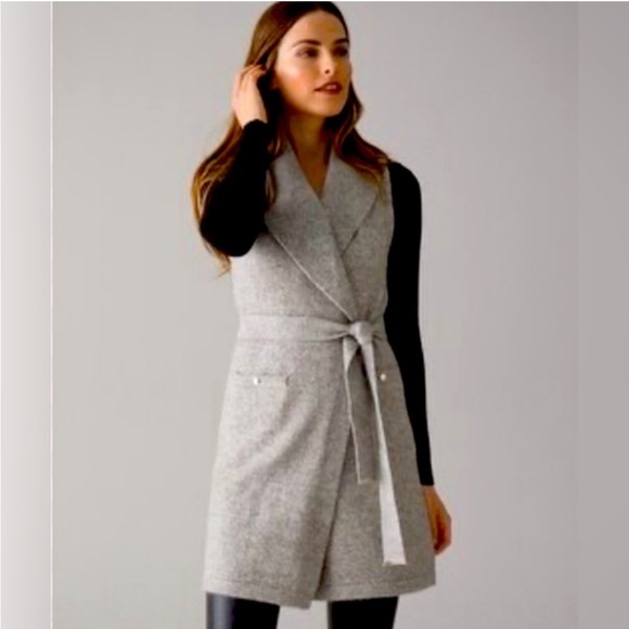 White House Black Market Sweaters - White House Black Market Gray Tie-Front Sweater Vest Size Small